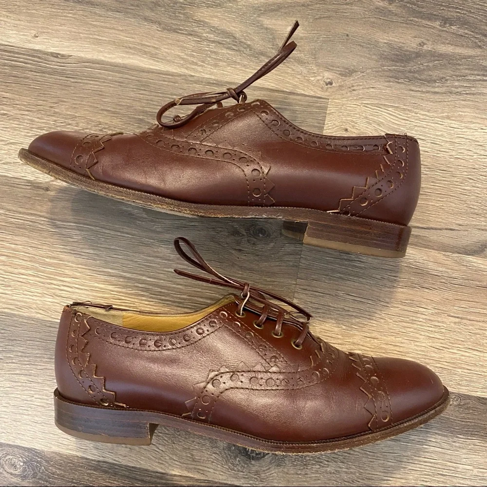 Moschino Brown Leather Lace Up Oxford Shoes - Picture 3 of 9